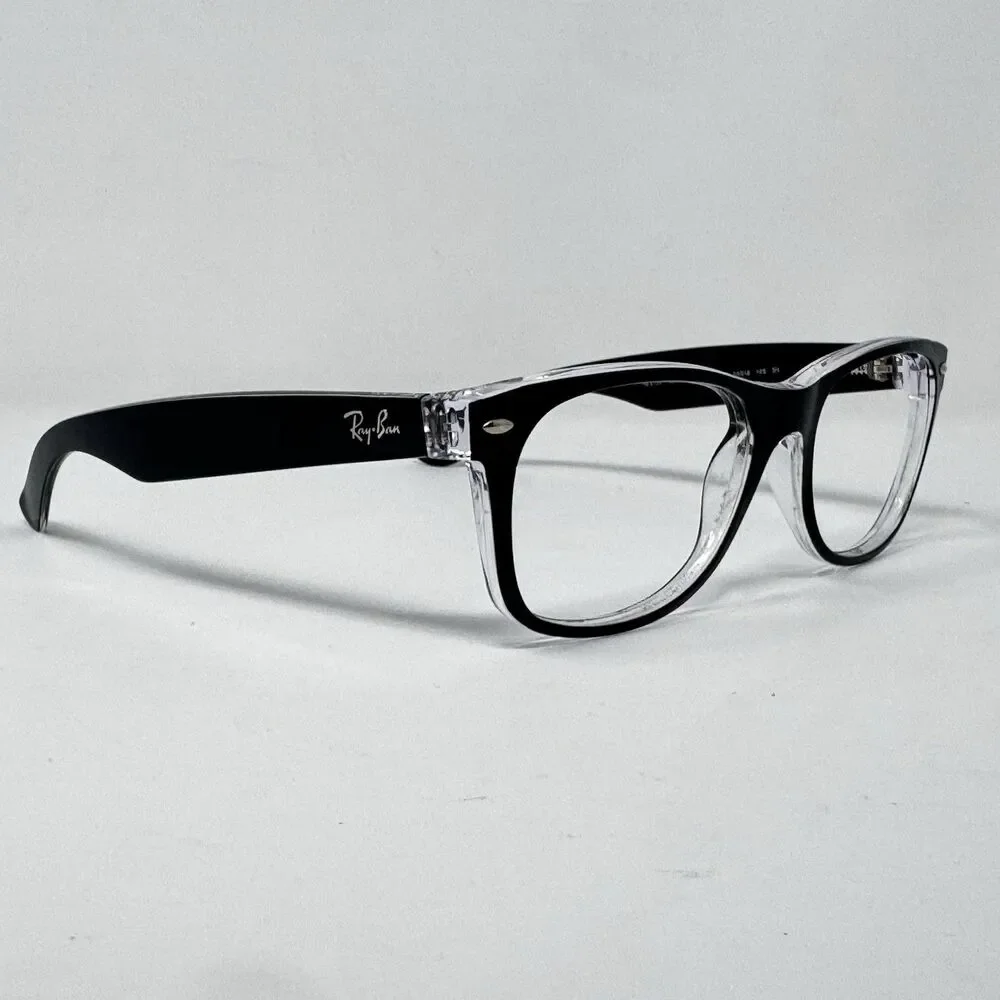 Ray-Ban RB2132 New Wayfarer 6052 Black Clear Sunglass Frames 55-18-145 Authentic